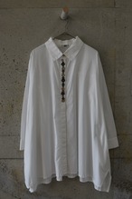 Button-filled, uniquely shaped shirt