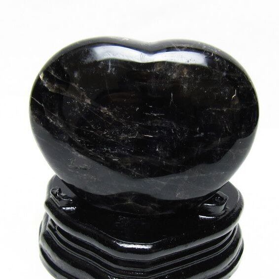 黒水晶 置物 モリオン ハート 台座付属 一点物 155-1099