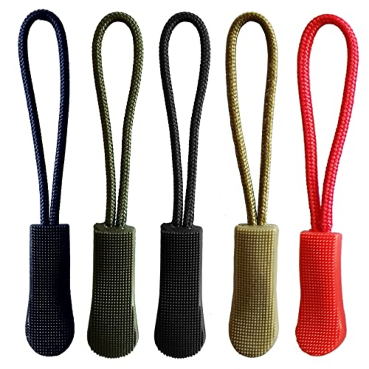 DY.2ten ジッパータブ 20個セット ジッパープル ファスナー 引き手 交換用ジッパープル 開閉 楽々 引っ張りやすい 大きめザック バックパック/衣類/テント/寝袋用 取付簡単 実用的ファスナーパーツ ブラック カーキ アーミーグリーン ブルー レッド