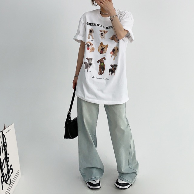 dog print big tee　ドッグプリントビッグティー　J0004