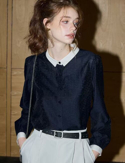 Contrast Collar Blouse