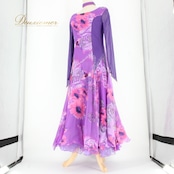 社交ダンス 衣装 スタンダード ドレス ワンピース パーティドレス ラインストーン ICHIOKU イチオク 紫 パープル系 フロート 長袖 花柄 社交ダンス衣装 パーティードレス 舞台衣装 光沢素材 二重スカート 軽やか シルエット ラインストーン付き フロートデザイン 機能性ドレス 可愛いデザイン 花柄プリント 衣装サイズ 美しいカラー ダンス用ドレス 華やか レディース 柔らかい素材 年齢問わず ディスコ衣装 競技用ドレス