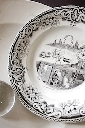 1860s Creil et Montereau Lebeuf Milliet et Cie 不可解ユートピア 謎のプレートa クレイユモントロー Rébus