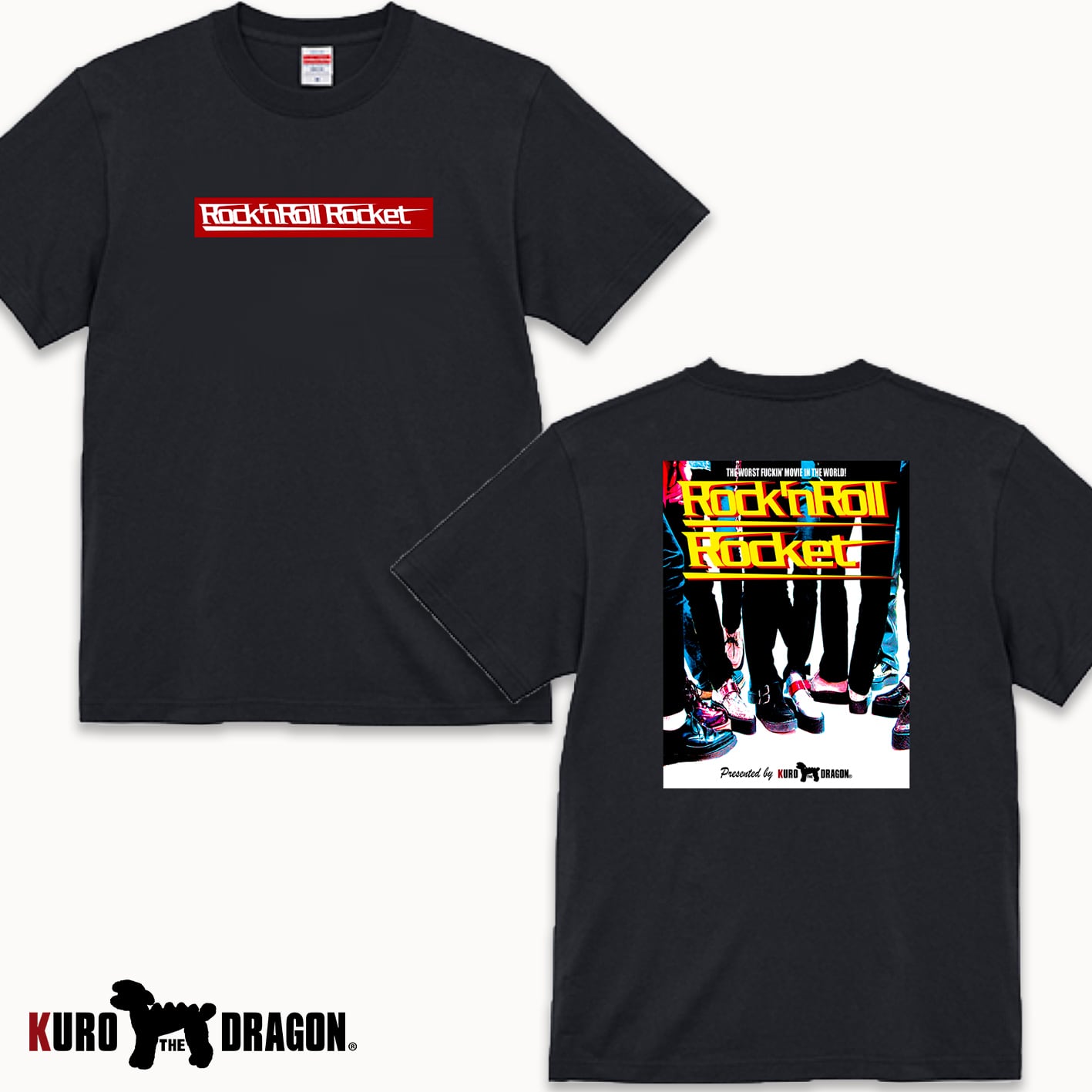 KDロゴラグランロングスリーブTシャツBLACK×WHITE | KURO THE DRAGON