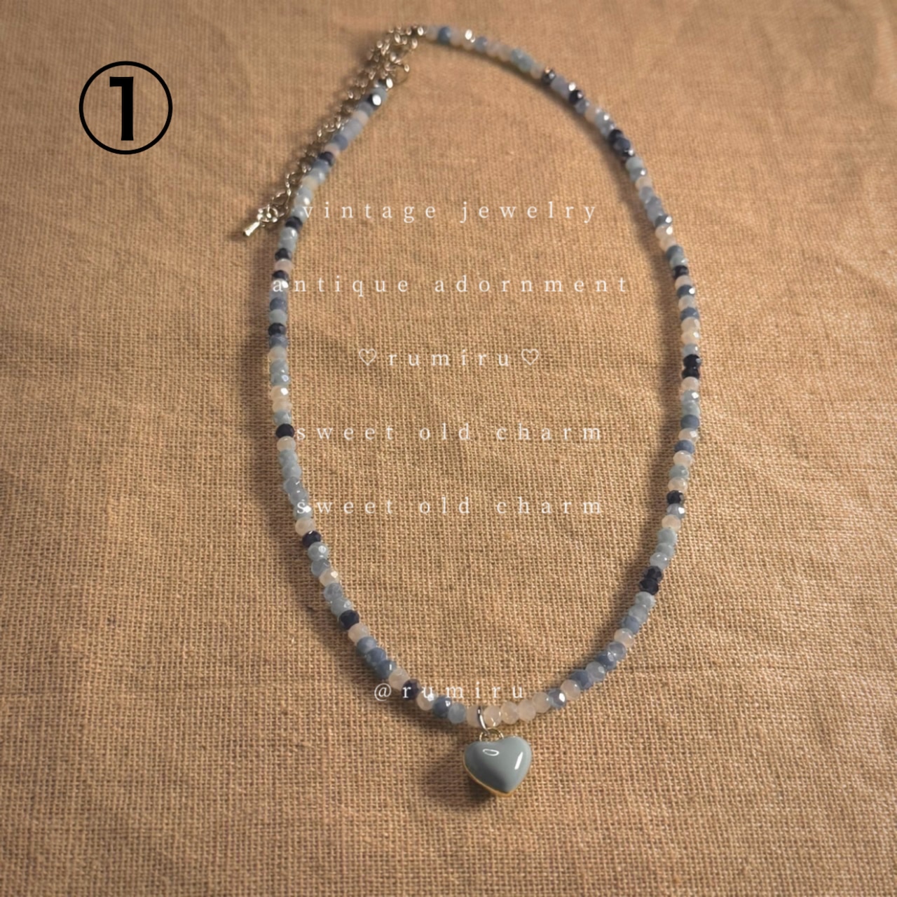 ハンドメイド アンティーク ハート アクセント ネックレス - 3