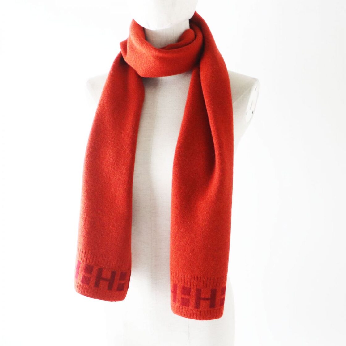 エルメス カシミヤマフラー オレンジ くるしく 