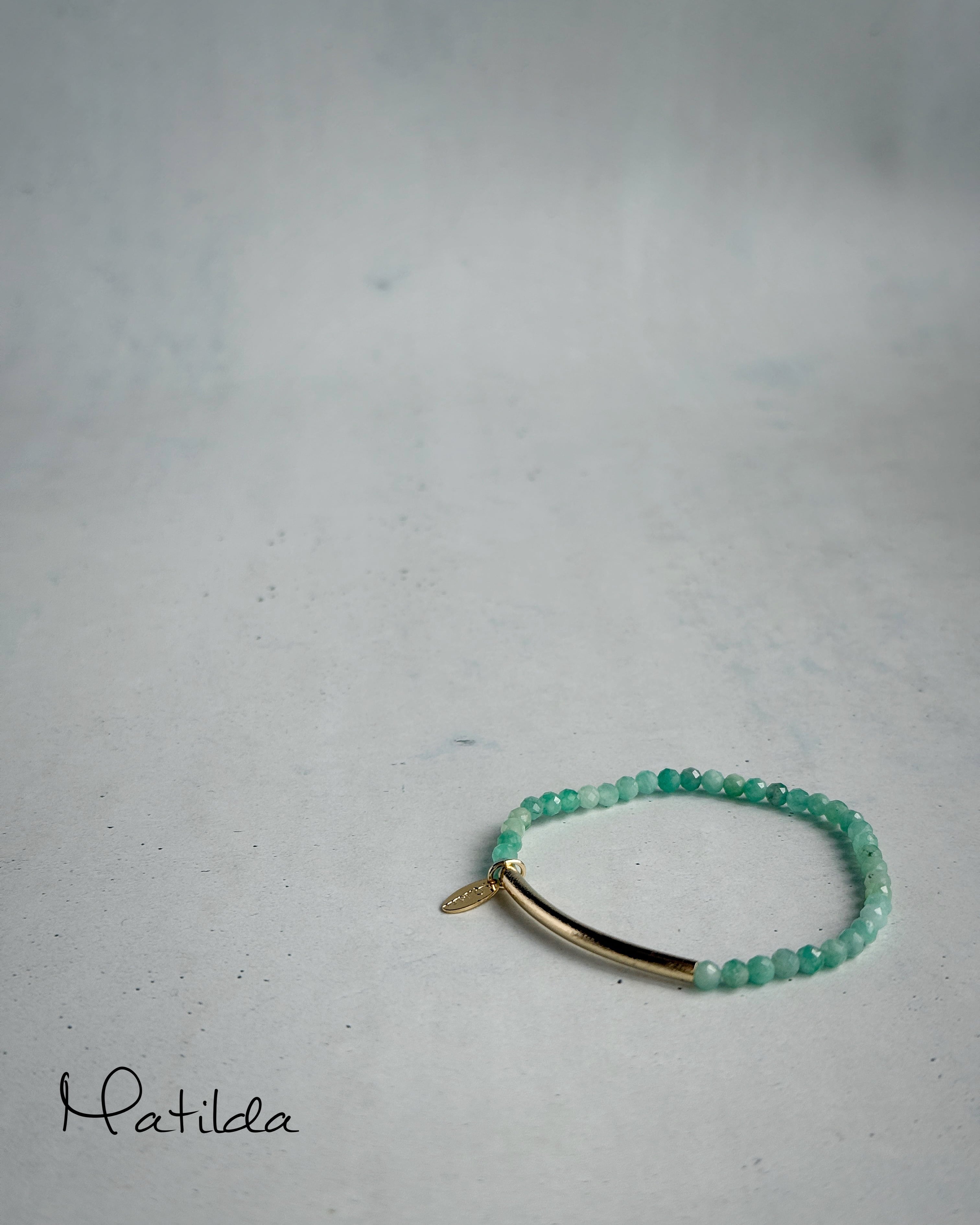 【再販】Tube & stone bracelet(エメラルド)