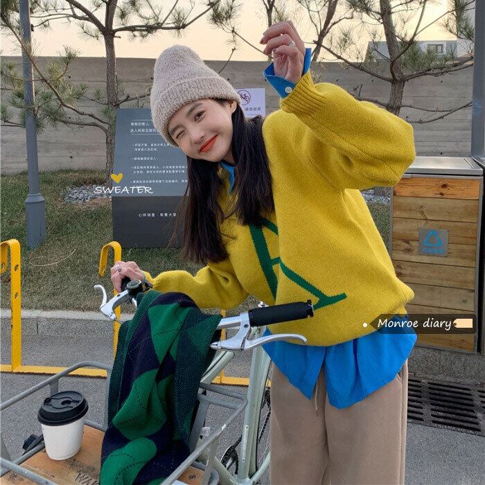 スタンダードセーター レディースルーズスプリングプルオーバー トップス レトロ 春物 モンロー8527520153
