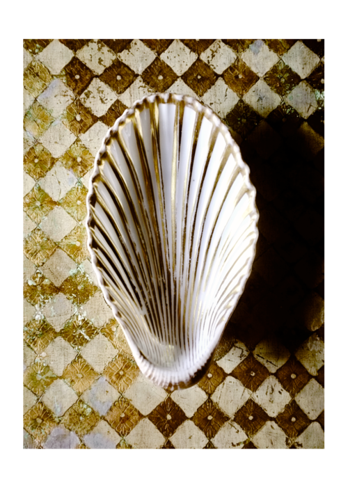 19世紀  金の海から 帝政様式 金の貝と大きなラヴィエa パリ窯 アンティーク