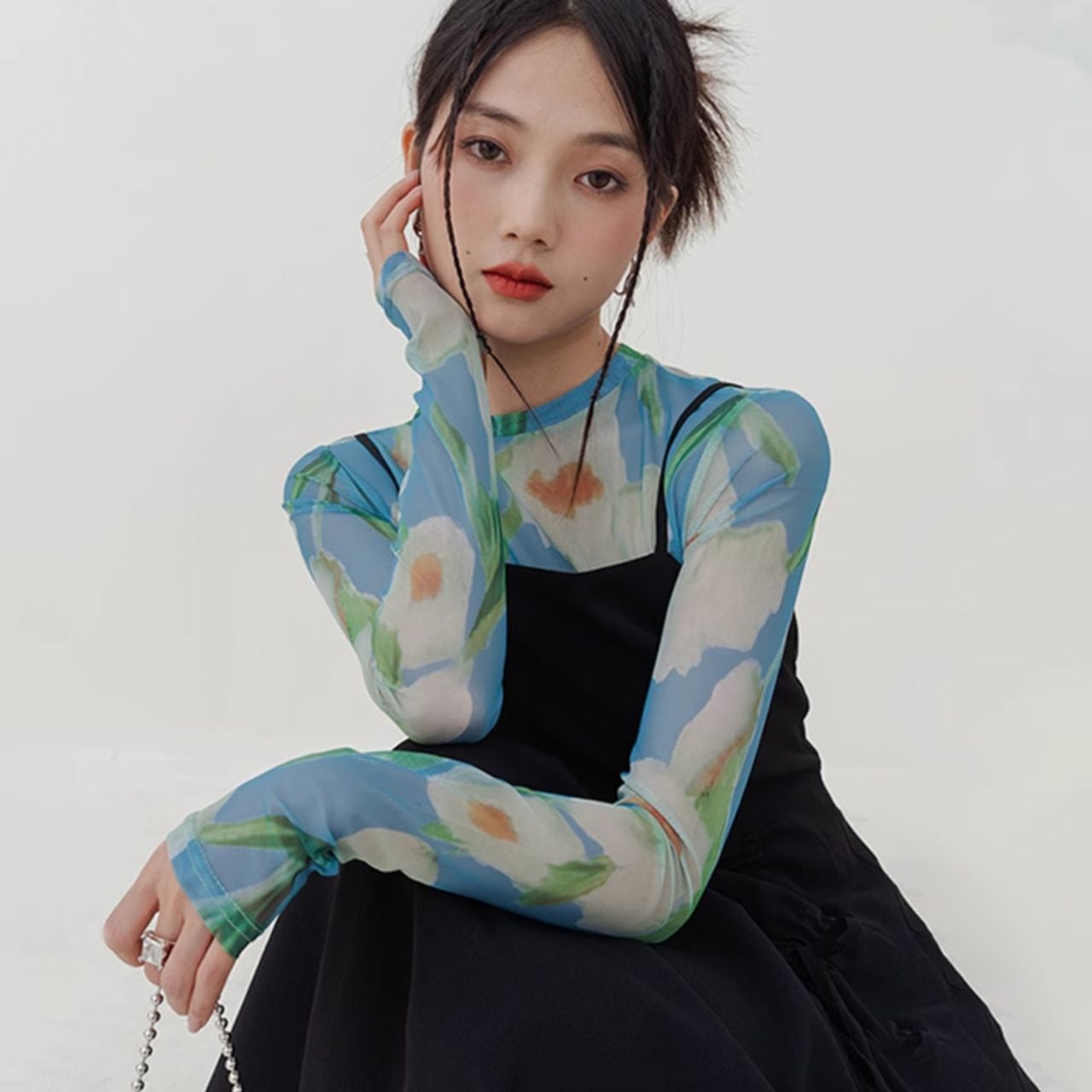 野花咲くシースルー長袖インナー E00431 | EMMA GRAND