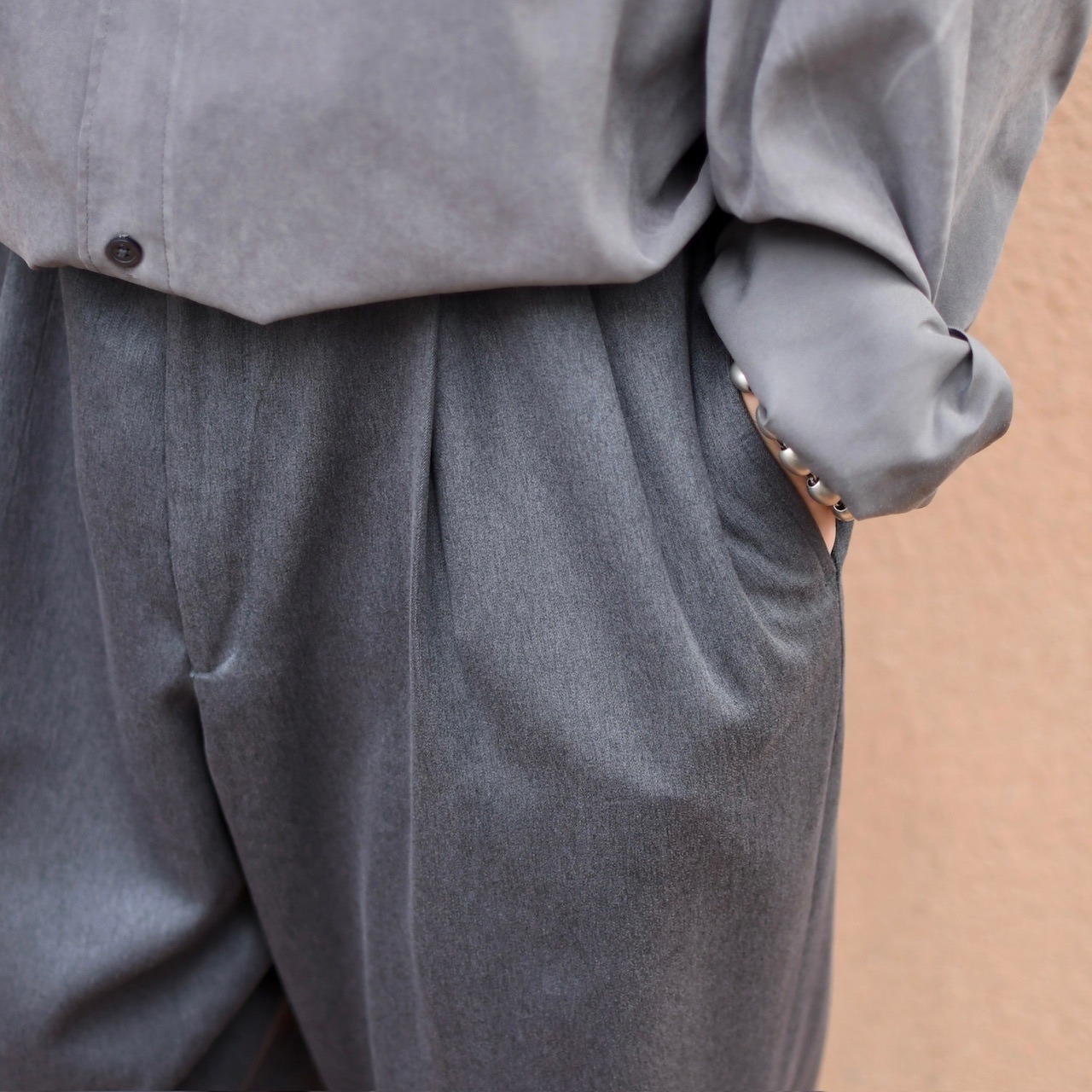 SAVANE "杢調" 2tuck slacks gray