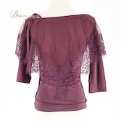 社交ダンス 衣装 トップス ブラウス パープル系 チャコットロイヤルダンス Chacott ROYAL DANCE 日本製 紫 レース 練習 レッスン 伸縮 ストレッチ 華やか かわいい 上品 落ち着いた色 パーティー イベント ステージ ダンス衣装