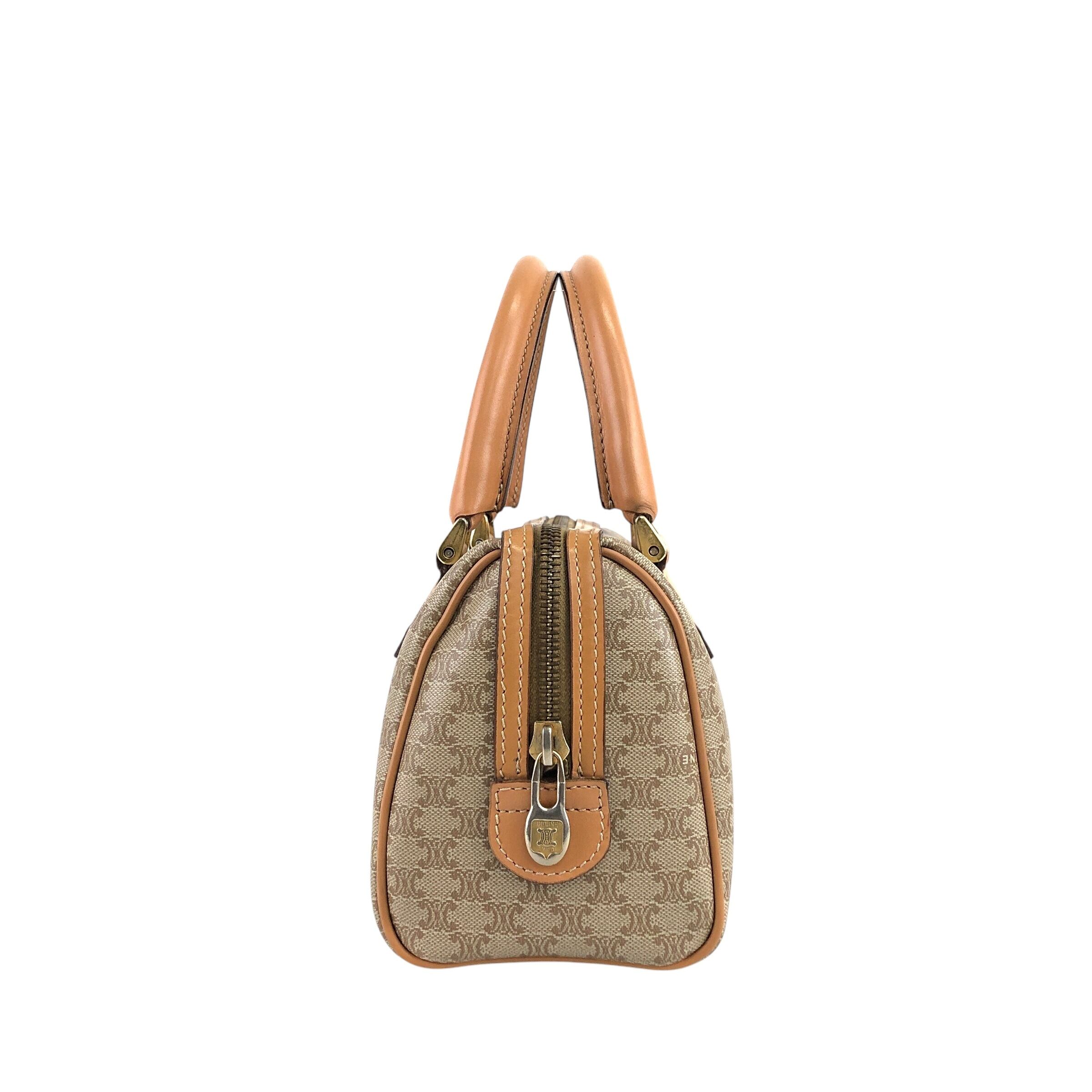 CELINE セリーヌ マカダム ショルダーバッグ ベージュ PVC レザー