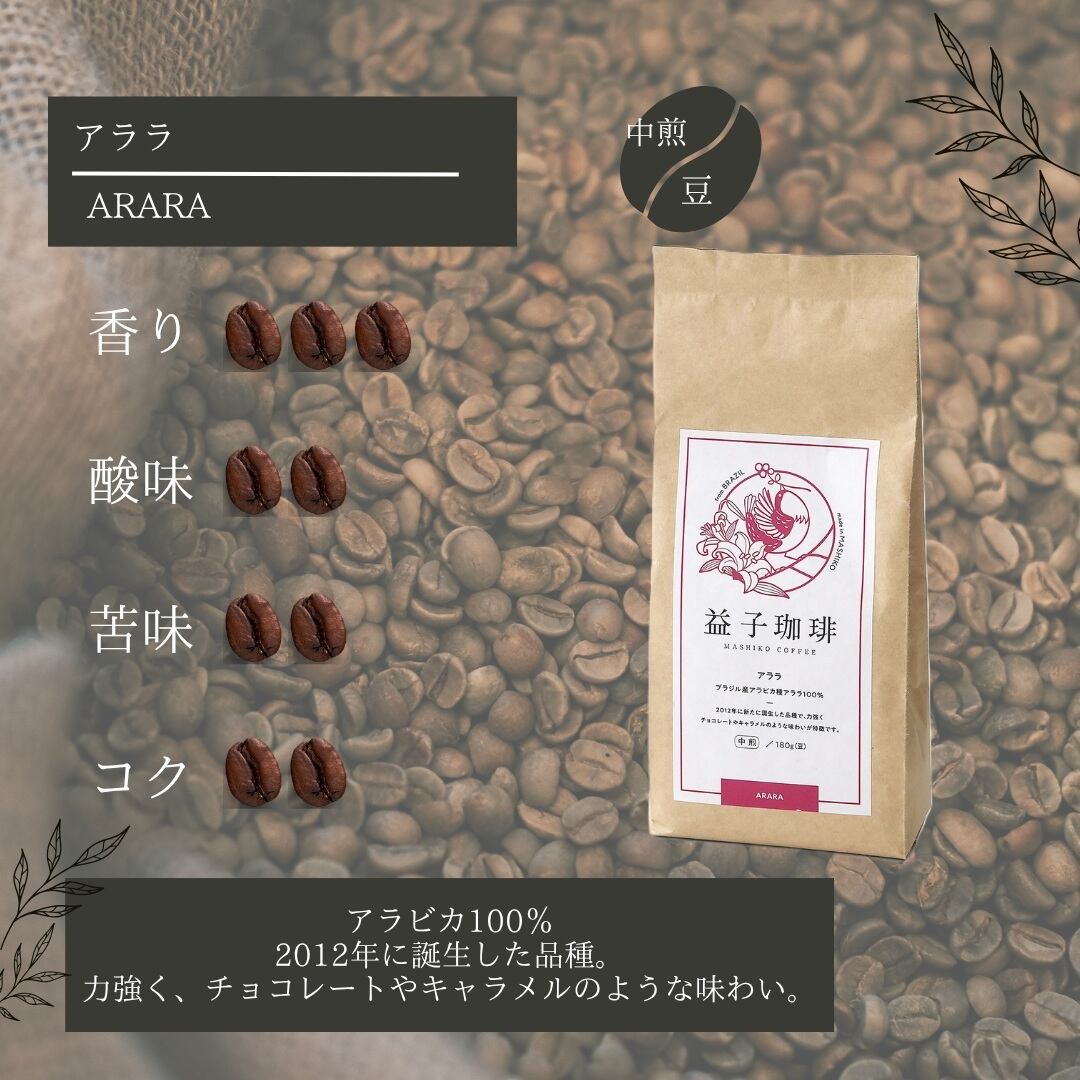 レギュラーコーヒー アララ スタンダード(豆) 180g | 益子珈琲
