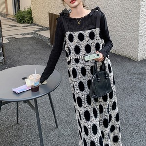 Black shirt & polka dot dress set S1834