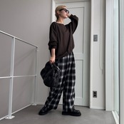 ルーズオフショルスウェットPO/ダークブラウン