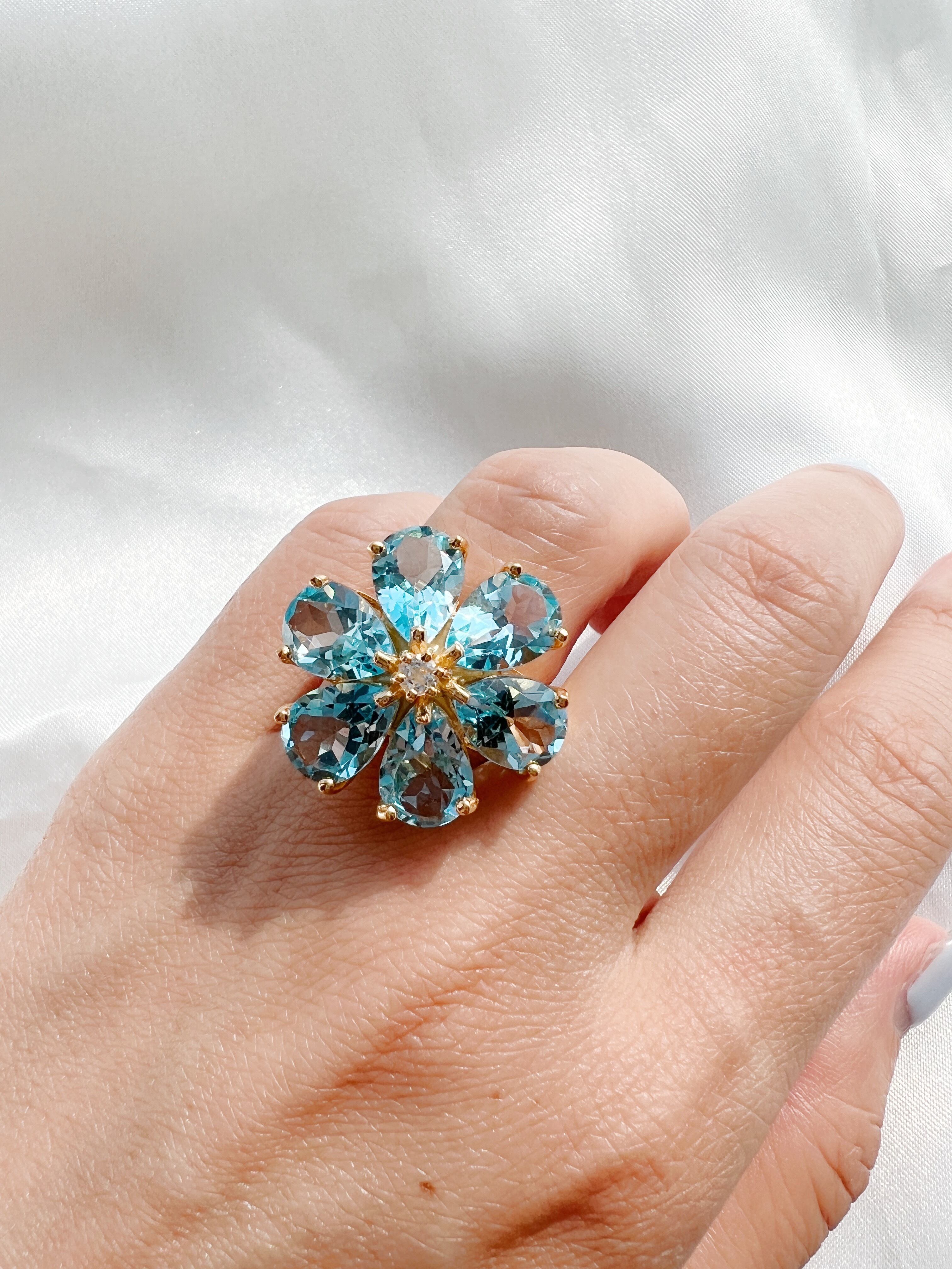 ブルートパーズ Flower Ring | Sally