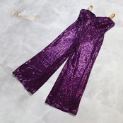 ダンス 衣装 YANAGIDA DANCE WEAR ヤナギダダンスウェア ツーピース セットアップ 上下セット パープル系 ジャケット パンツ ボトムス ズボン レディース 紫 黒 ラメ キラキラ オールインワン 華やか かっこいい 日本製 ブラック系