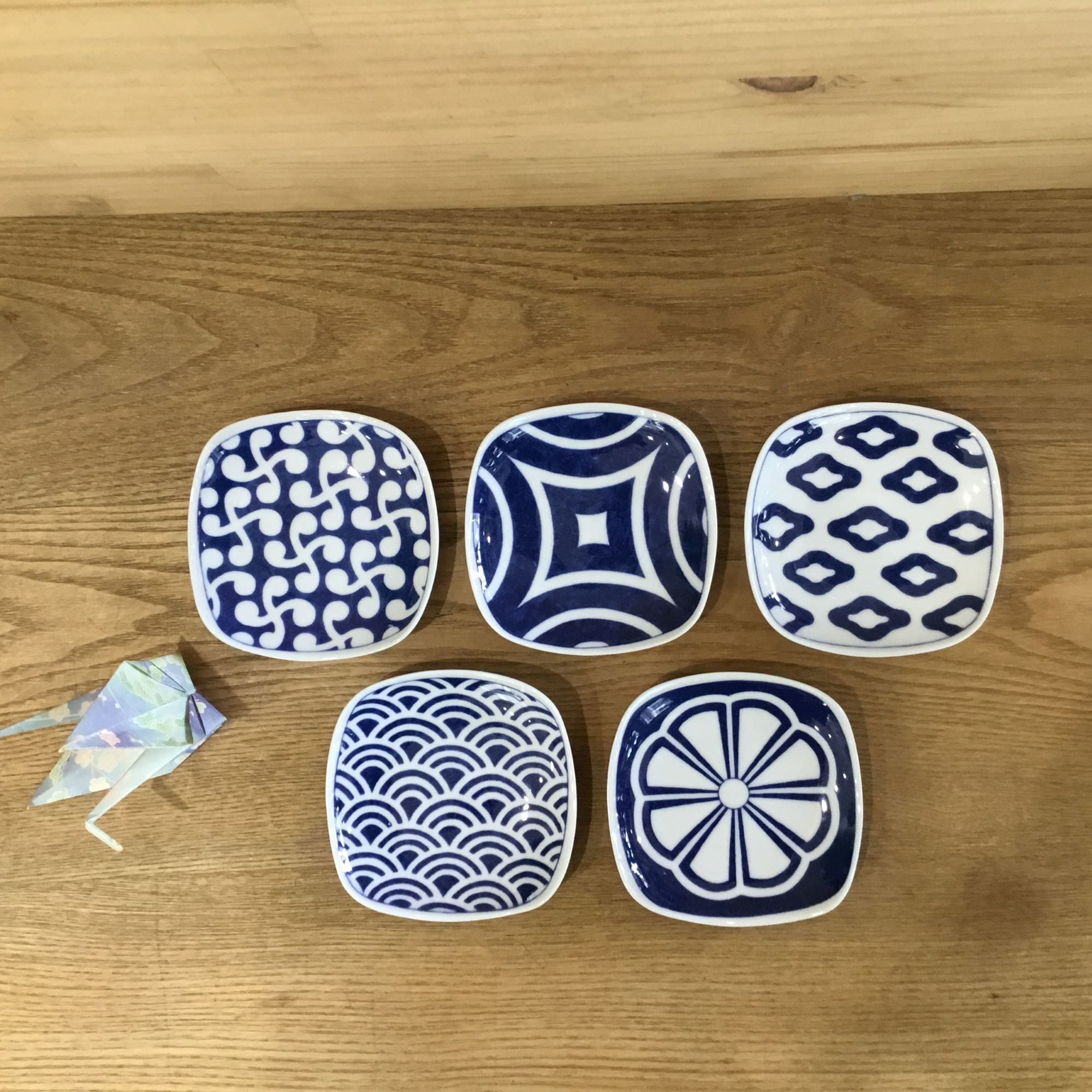 波佐見焼 青藍模様 角小皿5枚セット | 趣味の園芸と陶器山竹