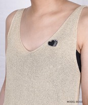 【直営限定ITEM】Wハートパッチラメキャミソール (BEIGE)　CQ-46122H