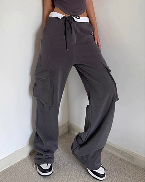 ストリングカフスワークウェアカジュアルパンツ 4color  A0593