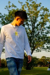 NUMBERX yellow×silver (長袖T-shirt) "WHITE"