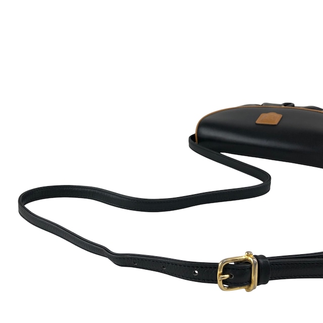 CELINE セリーヌ ショルダーバッグ ブラック×ブラウン ブラゾン型押し PVC レザー フラップ vintage ヴィンテージ オールド f8fsrs