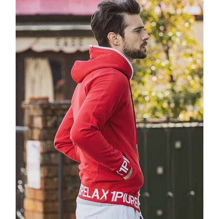 UNFIX パーカー レッド 1PIU1UGUALE3 RELAX ウノピゥウノウグァーレトレ ビッグファスナー3