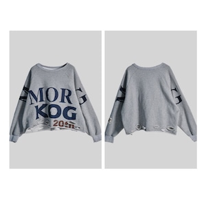 ダメージ加工ビッグシルエットロゴプリントTシャツ A00369