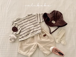 【valu bebe】 オールデイふっくらコットンT／グレーST（70〜90cm）