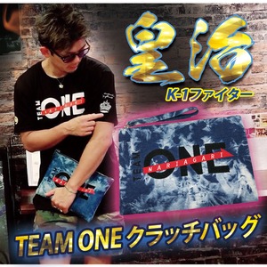 K-1ファイター皇治　TEAM ONE デニムクラッチバッグ ！ WORLD GP　キックボクサー　世界ライト級王者　皇治軍団　TEAM ONE　ISKA　HEATライト級王者 クラッチ バッグ デニム