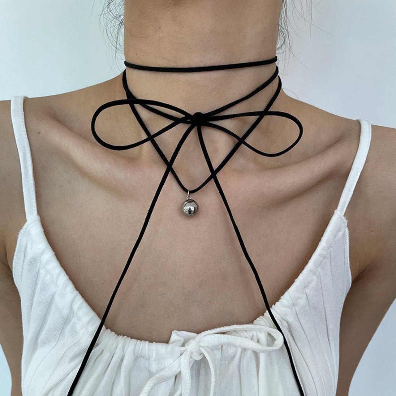 19950130シンプルなバレエ風のリボンチョーカー