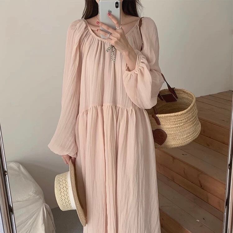 フレンチパフスリーブ バックレースアップワンピース YH8888