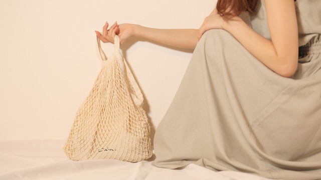 【受注生産】【刺繍】original net bag / ハンドメイド / コットン 100%