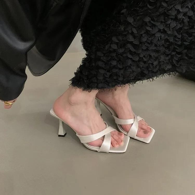 スクエアヒールのレディースシューズ,カジュアルサンダル,サマーシューズ,アウトドア,エレガント,2022