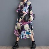 アートプリント シャツワンピース 00184