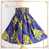 フラダンス 衣装 MENEHUNE PLANTETION メネフネプランテーション パウスカート ブルー系 日本製 レイ柄 花柄 シングル シンプル かわいい 華やか 鮮やか 明るい 爽やか 青 緑 黄 橙 ハワイアン アロハ フラ ダンス レッスン 練習