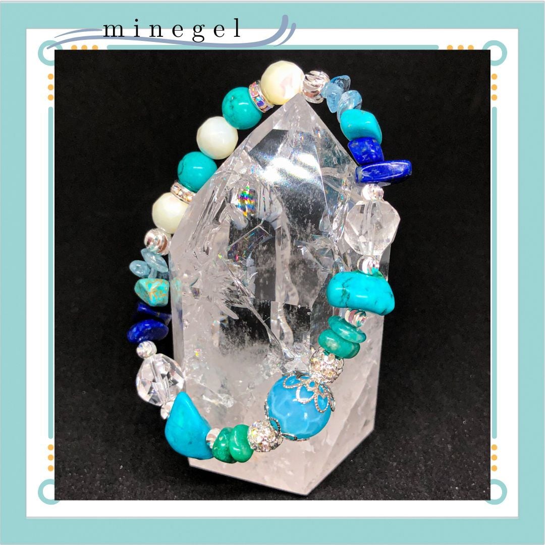 再販♡オーシャン アクアブルー ブレスレット✨️ターコイズ アクア