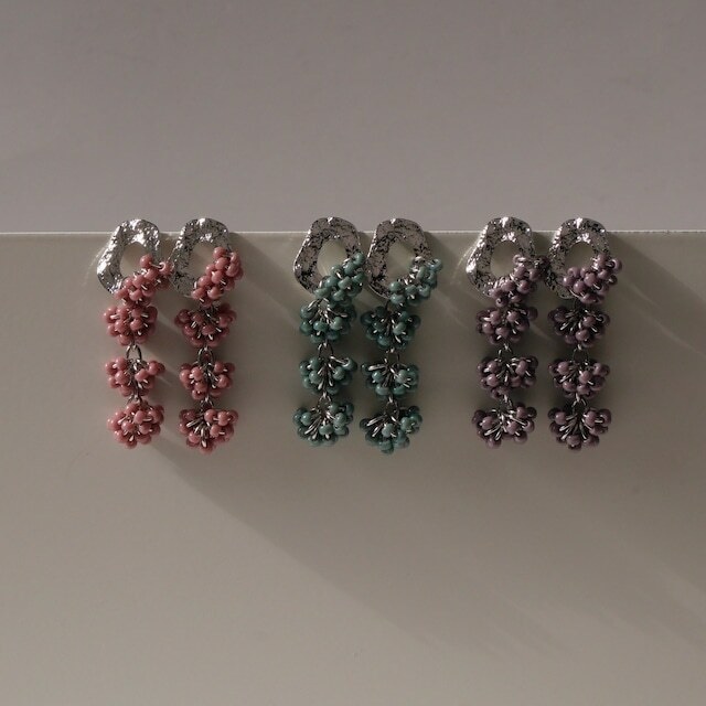 【nity】 lily of the valley：pink / green / mauve ピアス