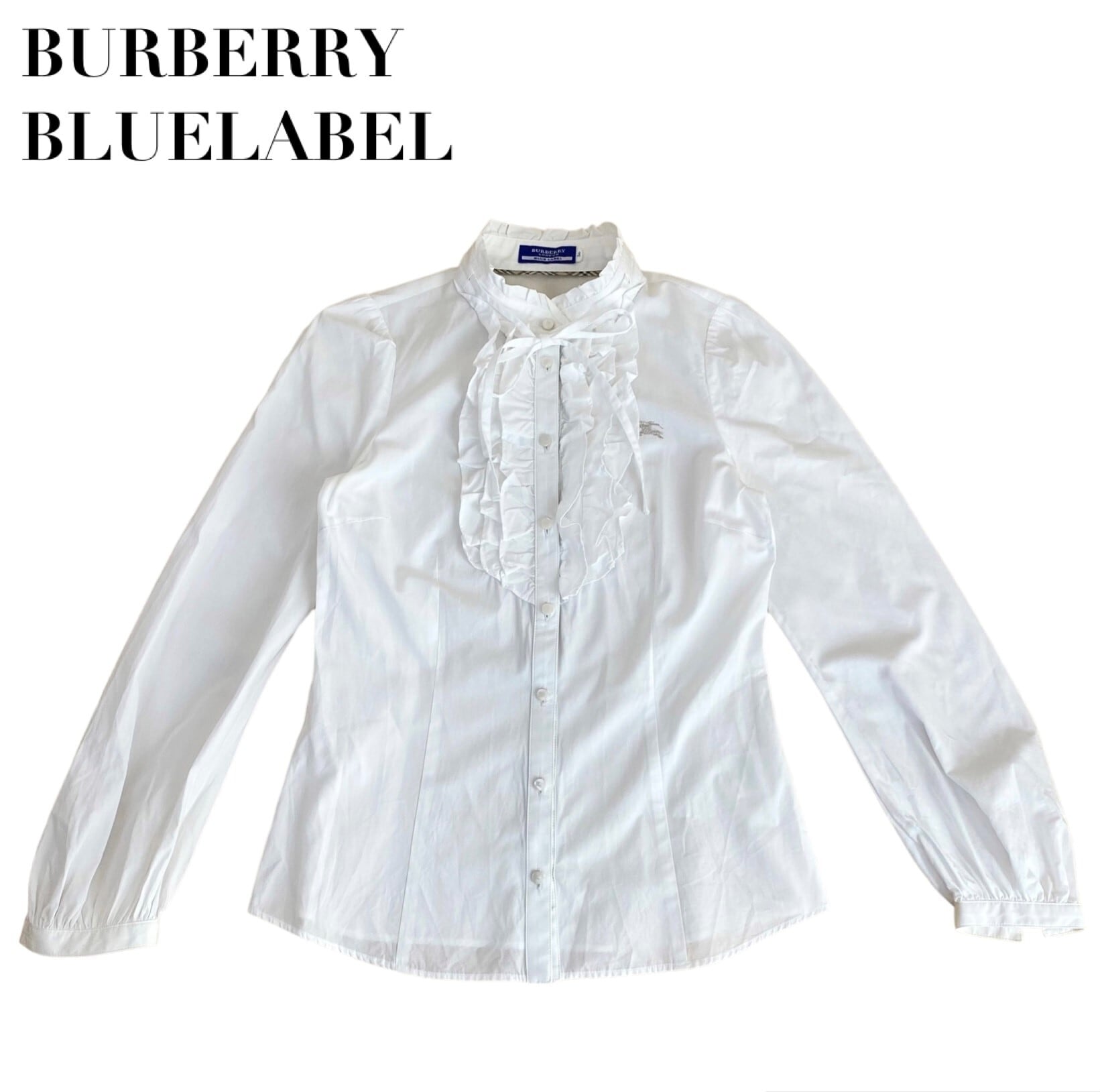 中古 バーバリーブルーレーベル BURBERRY BLUELABEL 長袖 ブラウス 白