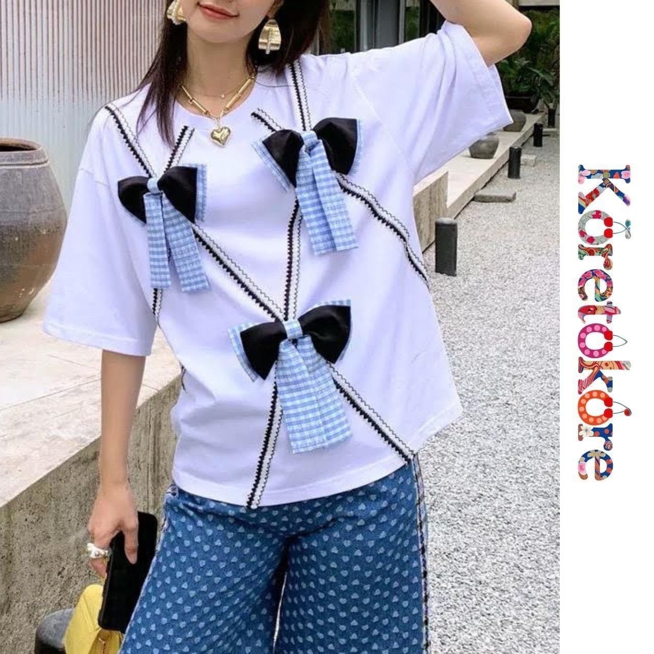 Cross ribbon T-shirt A0250