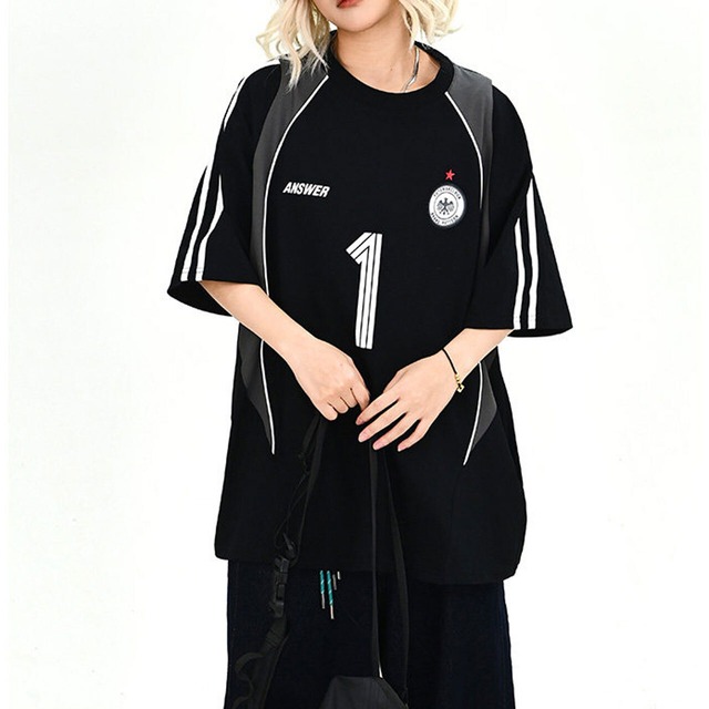 ナンバリングラインスリーブルーズシルエットTシャツ 2col   R02053