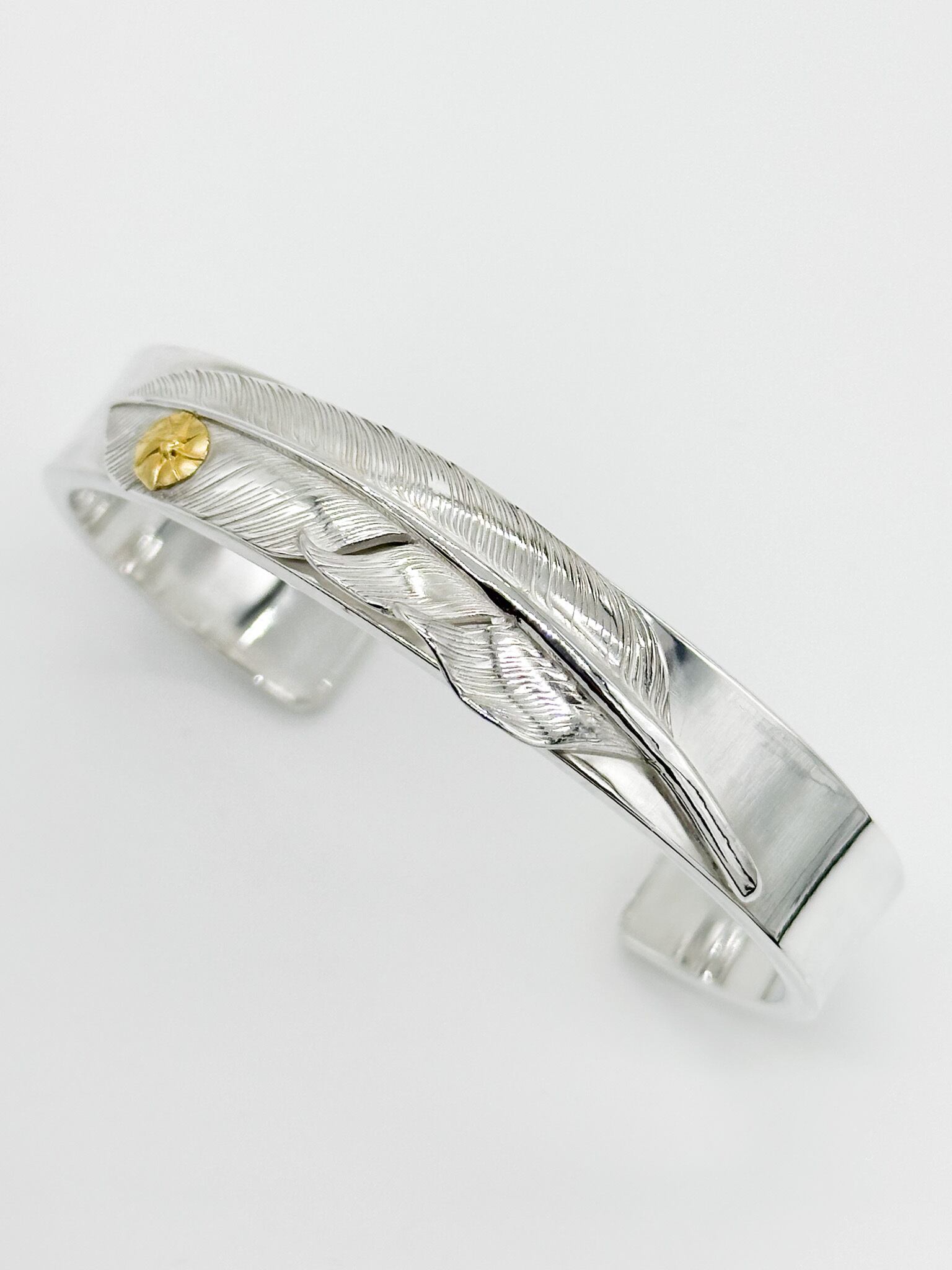 STUDIO T&Y Plain Bangle 12mm width with Feather L & Gold point S