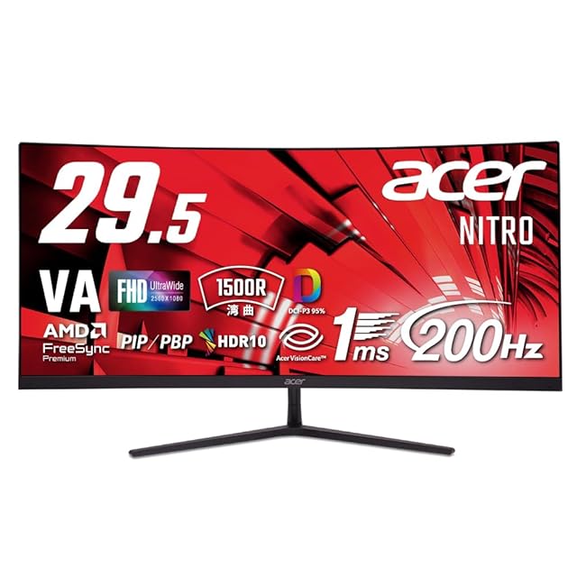 在庫セール』Acer 湾曲 29.5インチ ウルトラワイド 広視野角VA 非光沢