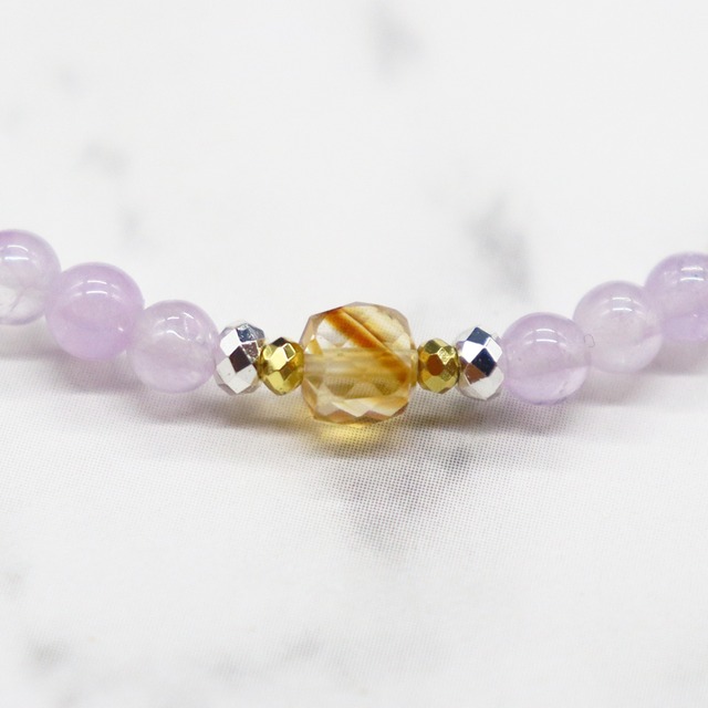 【Moon Lady Amethyst】亀甲天珠×ラベンダーアメシスト×ガーデンアメシスト×アパタイト ブレスレット