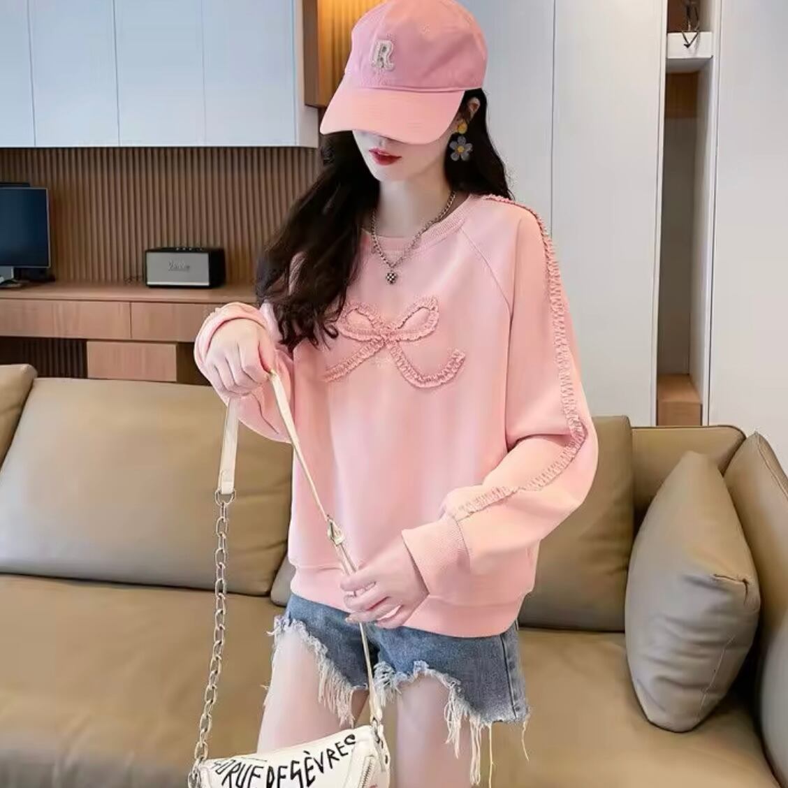 フリルリボンスウェット