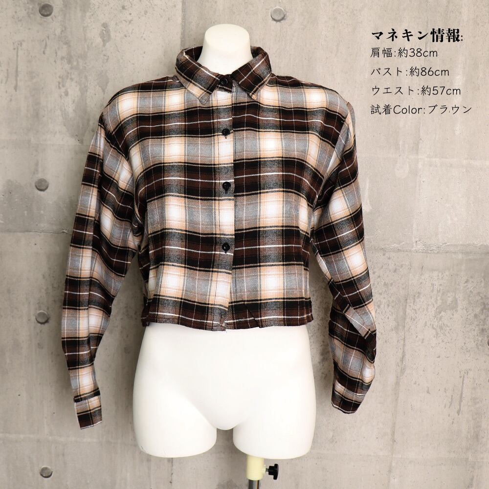 △シャツブラウス ショート丈 古着 お洒落 着やせ 春秋冬 開襟シャツ