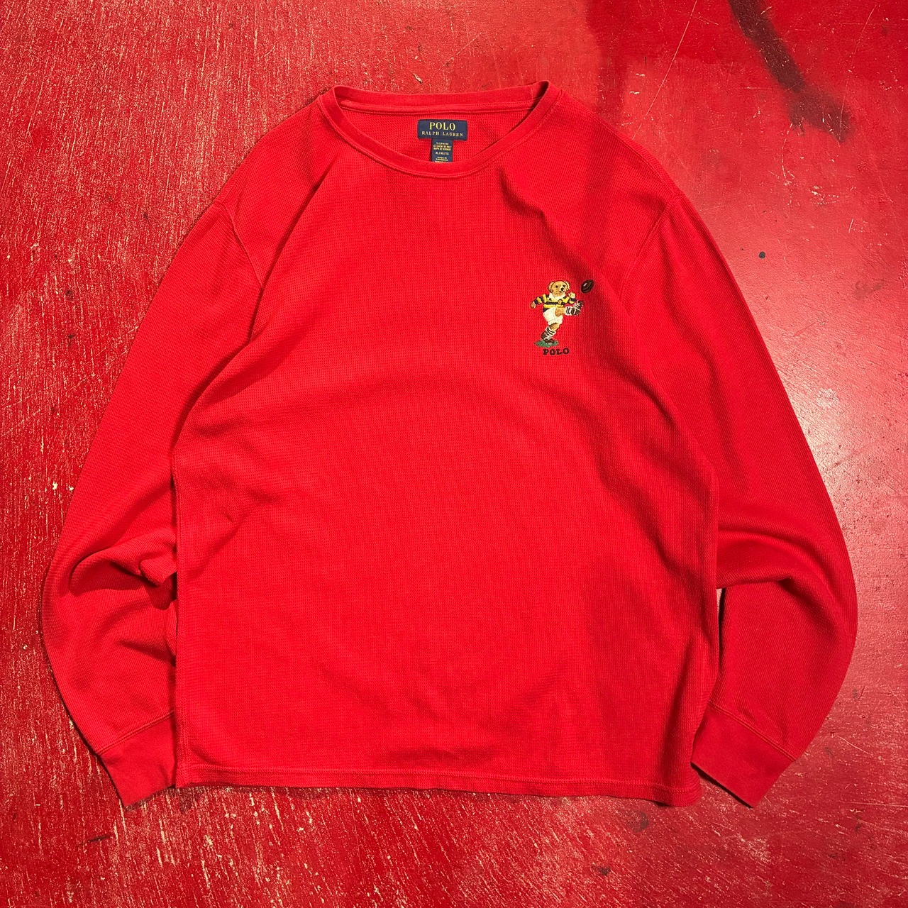 POLO RALPH LAUREN ポロベア サーマルロンT 赤 ラルフ