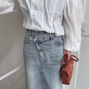 【キャンセル分】リメイクライクラップデニムSK/ブルー