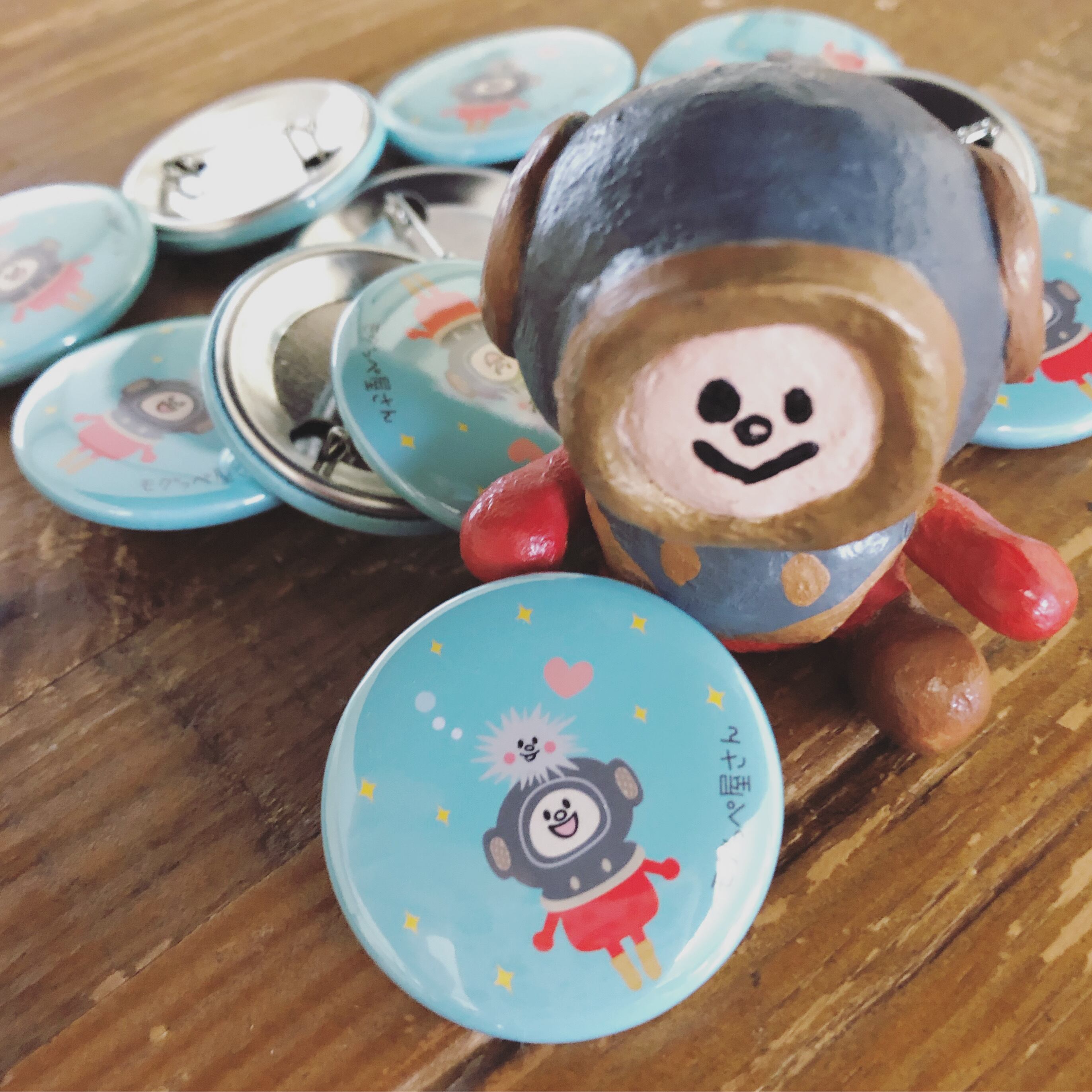 3個入]モグっぺ缶バッジ(パステルカラー：ウニ・ホヤ・おほしさん